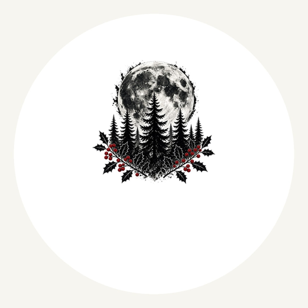 Full Moon Over Pines Personalised Pewter Christmas Ornament