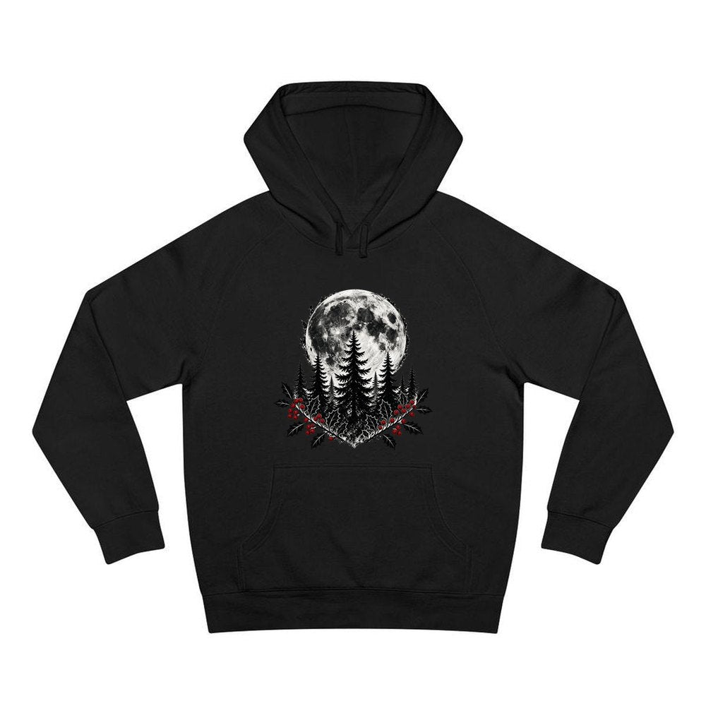 Full Moon Over Pines personalised Christmas hoodie in black