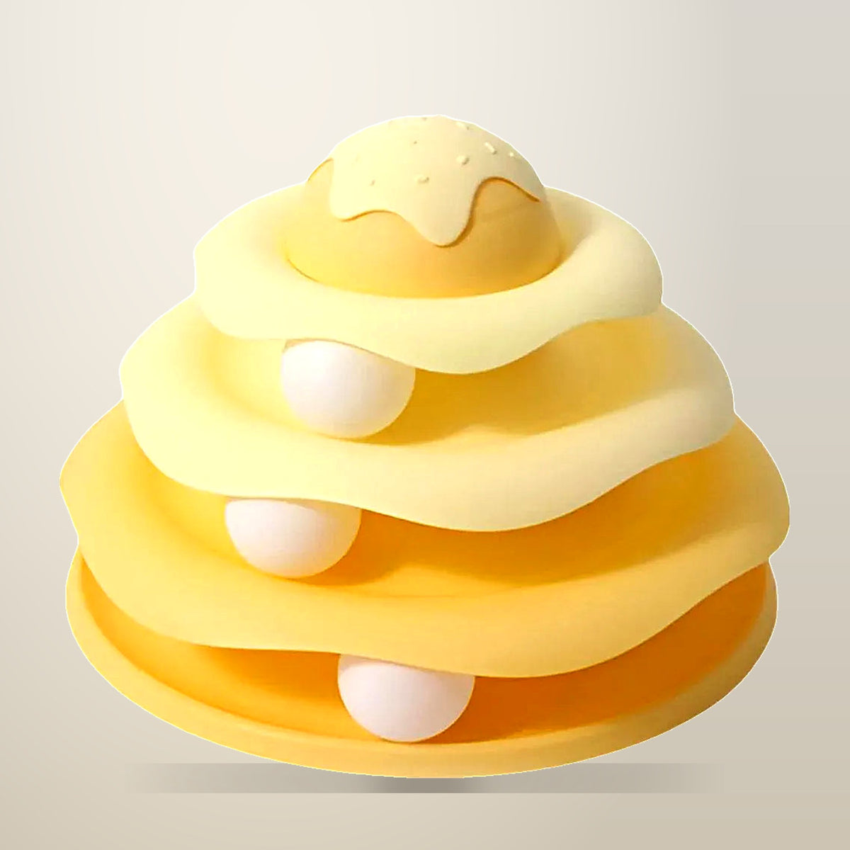 Ice Cream Track Cat Toy with Random Top Cover, Yellow, on a plain cream background
