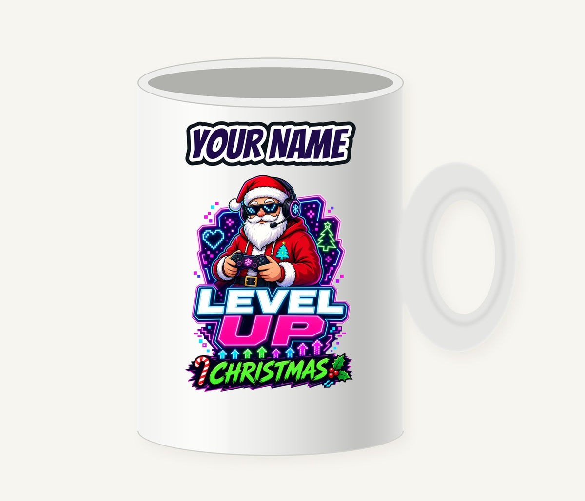 Gaming Santa Level Up Personalised Christmas Mug