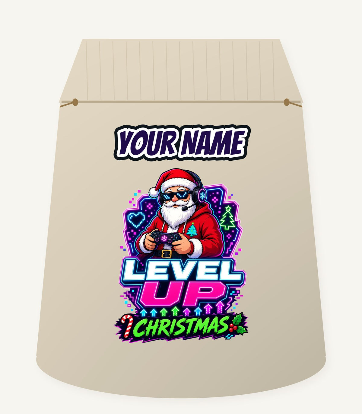 Gaming Santa Level Up Personalised Santa Sack