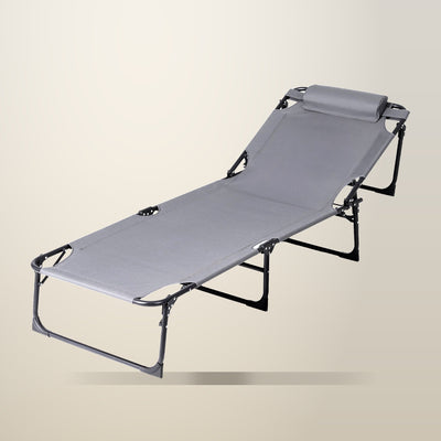 Gardeon Folding Sun Lounger, Grey