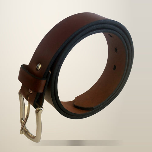 Full Grain Leather Belt for Men, on a plain cream background