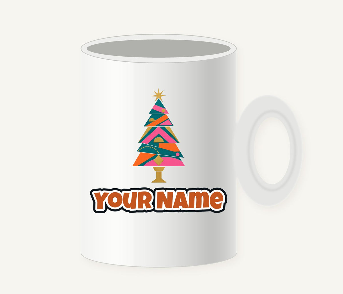 Geometric Christmas Tree Personalised Christmas Mug