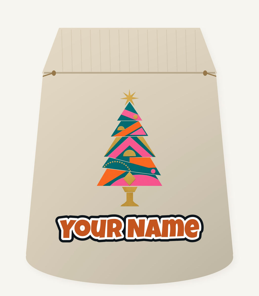 Geometric Christmas Tree Personalised Santa Sack