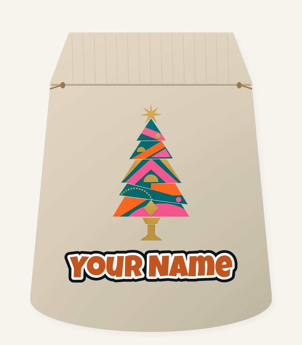 Geometric Christmas Tree Personalised Santa Sack