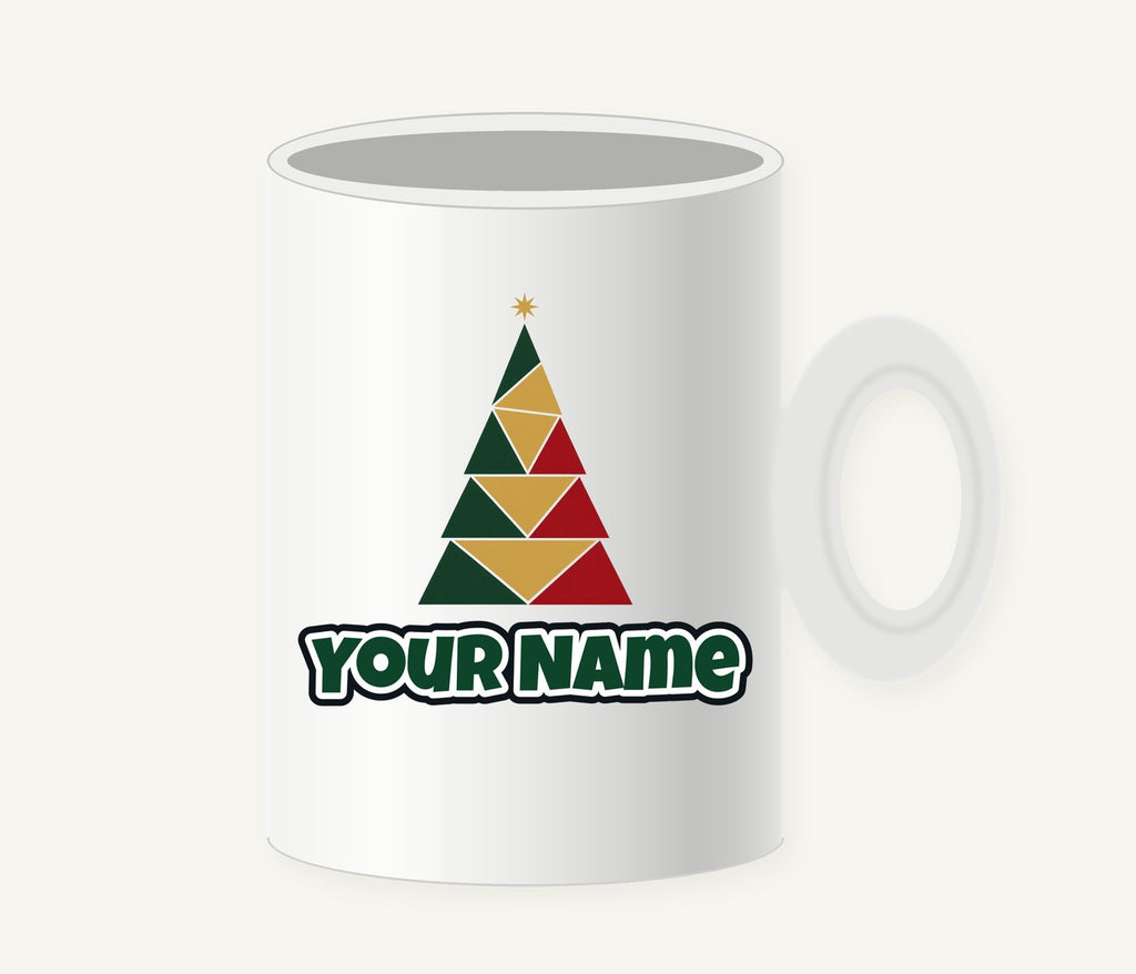 Geometric Christmas Tree Personalised Christmas Mug
