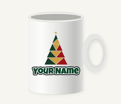 Geometric Christmas Tree Personalised Christmas Mug