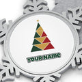 Geometric Christmas Tree Personalised Pewter Christmas Ornament