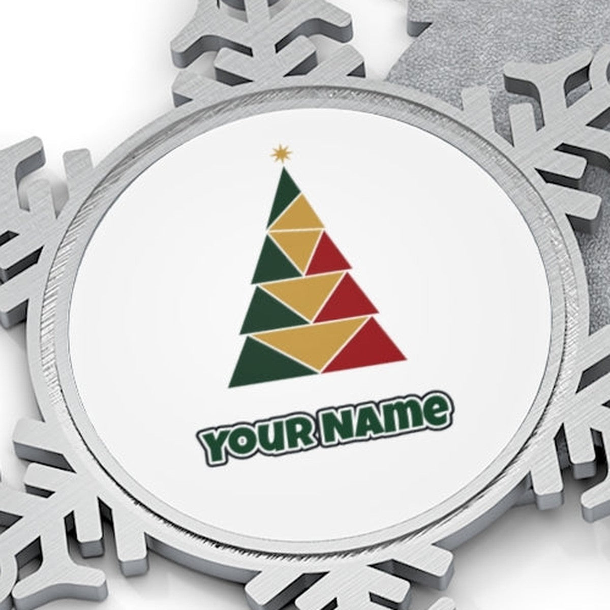 Geometric Christmas Tree Personalised Pewter Christmas Ornament
