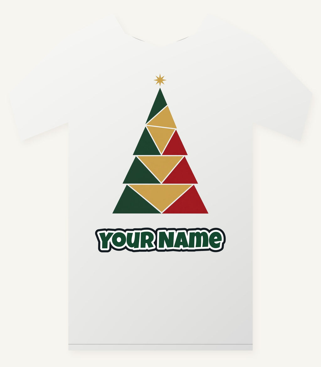 Geometric Christmas Tree Personalised Christmas T-Shirt and Hoodie