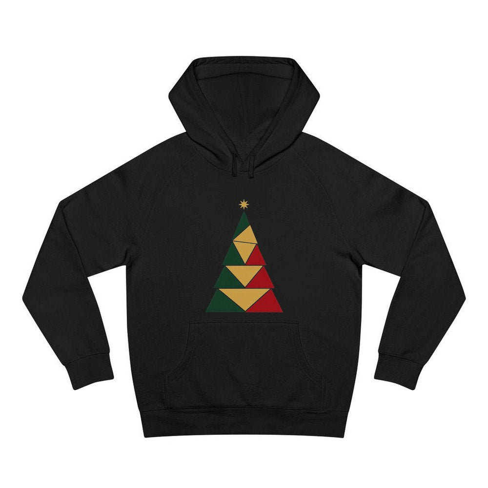 Geometric Christmas Tree personalised Christmas hoodie in black
