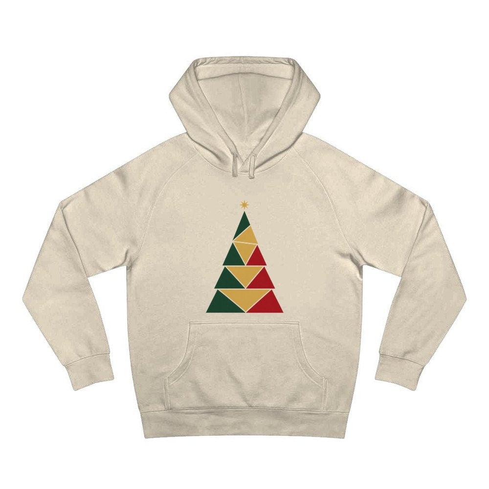 Geometric Christmas Tree personalised Christmas hoodie in sand