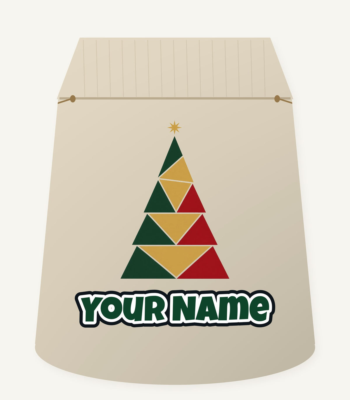 Geometric Christmas Tree Personalised Santa Sack