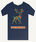 Geometric Folk Art Reindeer Personalised Kids Tee and Baby Bodysuit