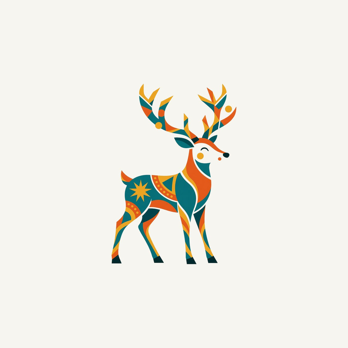 Geometric Folk Art Reindeer Personalised Christmas Mug