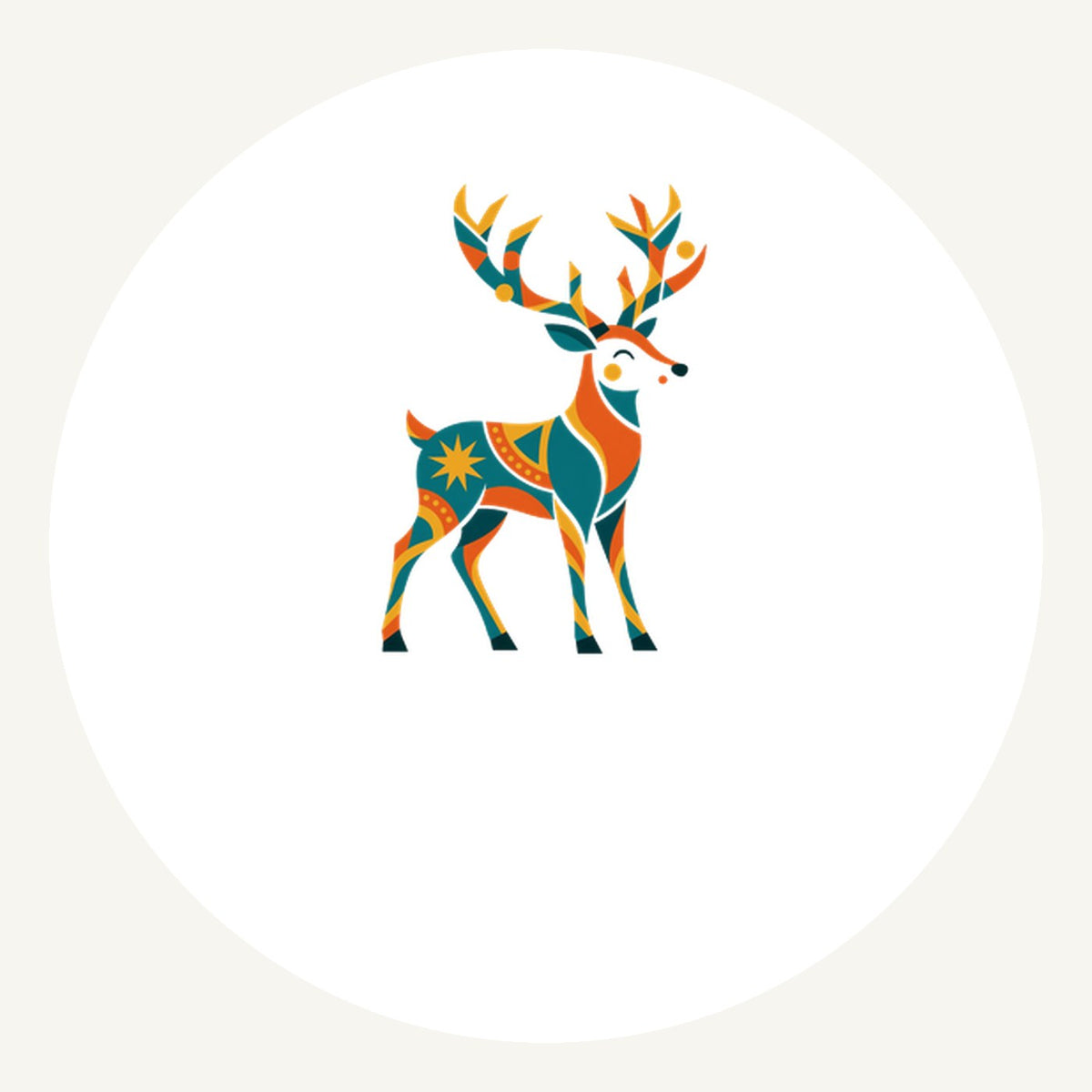 Geometric Folk Art Reindeer Personalised Pewter Christmas Ornament