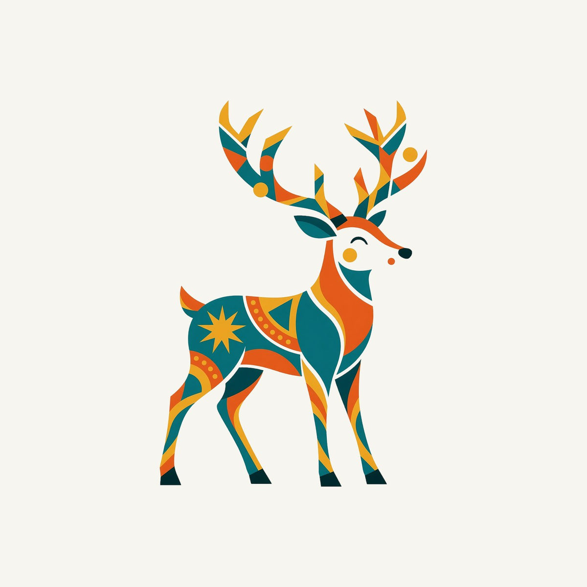 Geometric Folk Art Reindeer Personalised Santa Sack