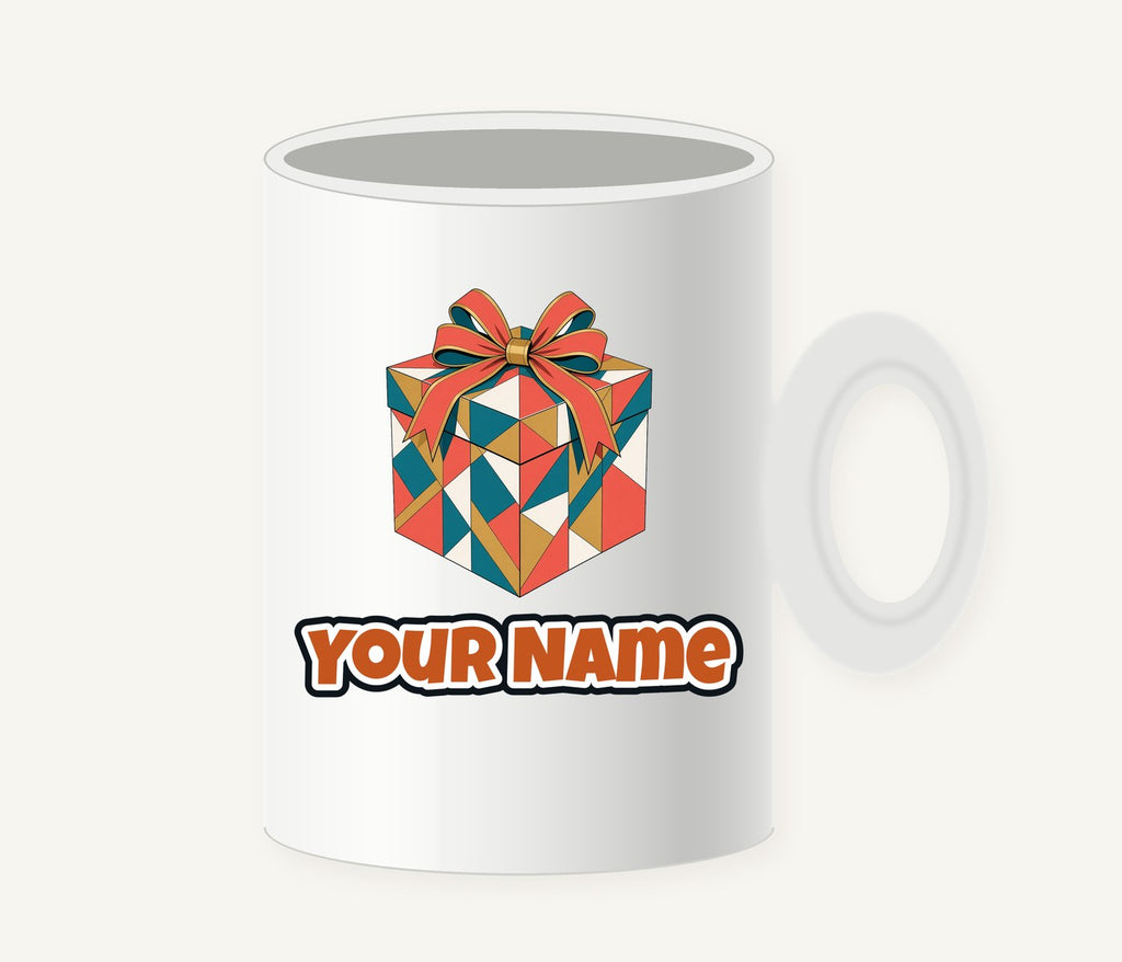 Geometric Gift Box Personalised Christmas Mug
