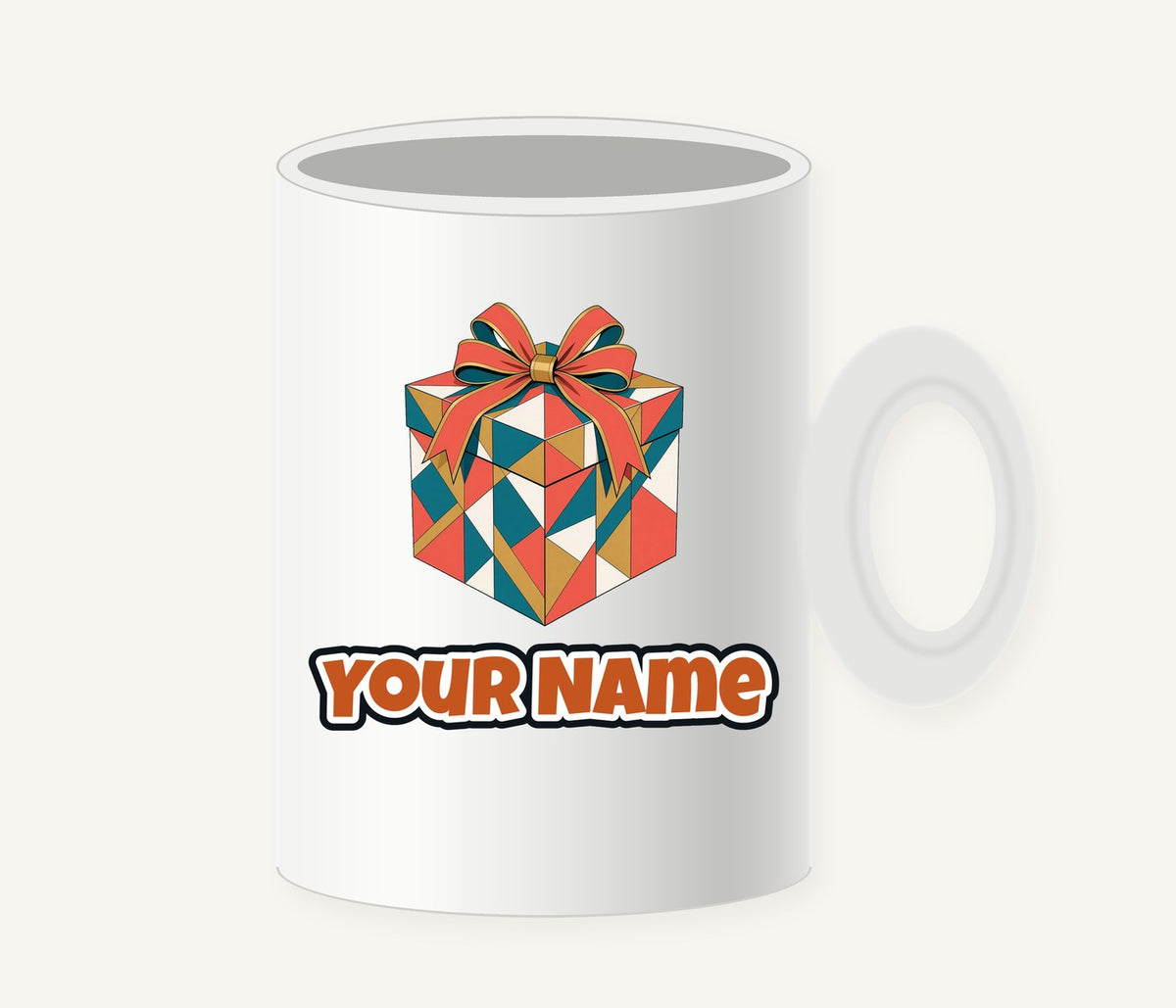 Geometric Gift Box Personalised Christmas Mug