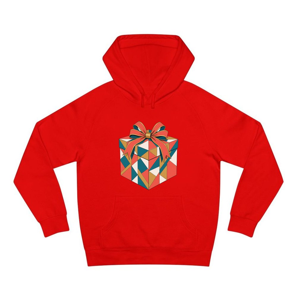 Geometric Gift Box personalised Christmas hoodie in red