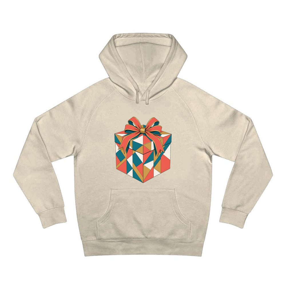 Geometric Gift Box personalised Christmas hoodie in sand