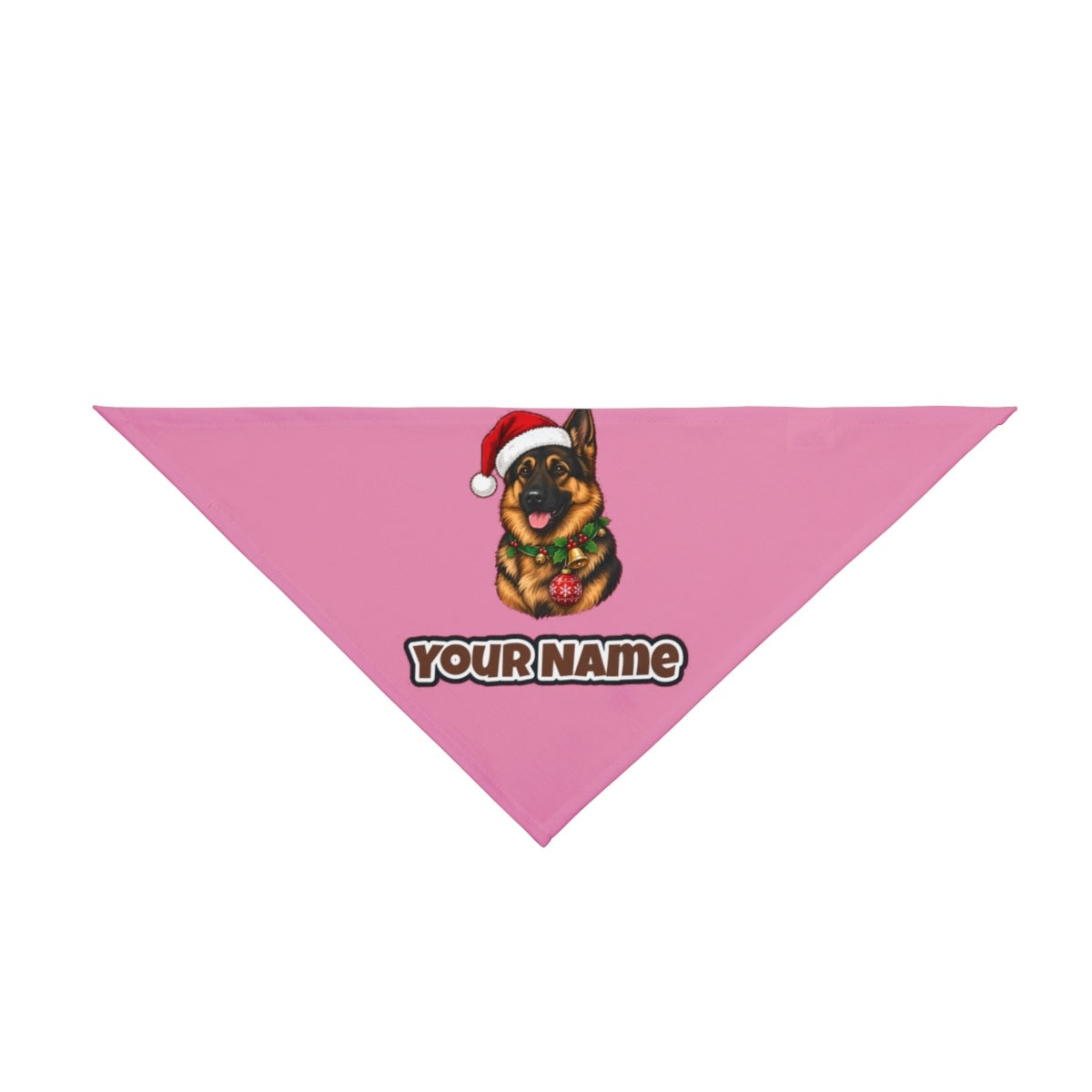 German Shepherd personalised Christmas pet bandana in pink, tie-on style