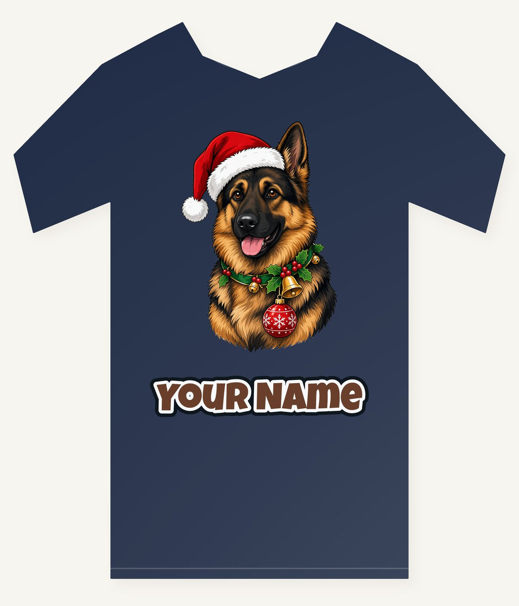 German Shepherd Christmas Personalised Kids Tee and Baby Bodysuit