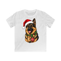 German Shepherd Christmas Kids Christmas Tee design on a white kids tee