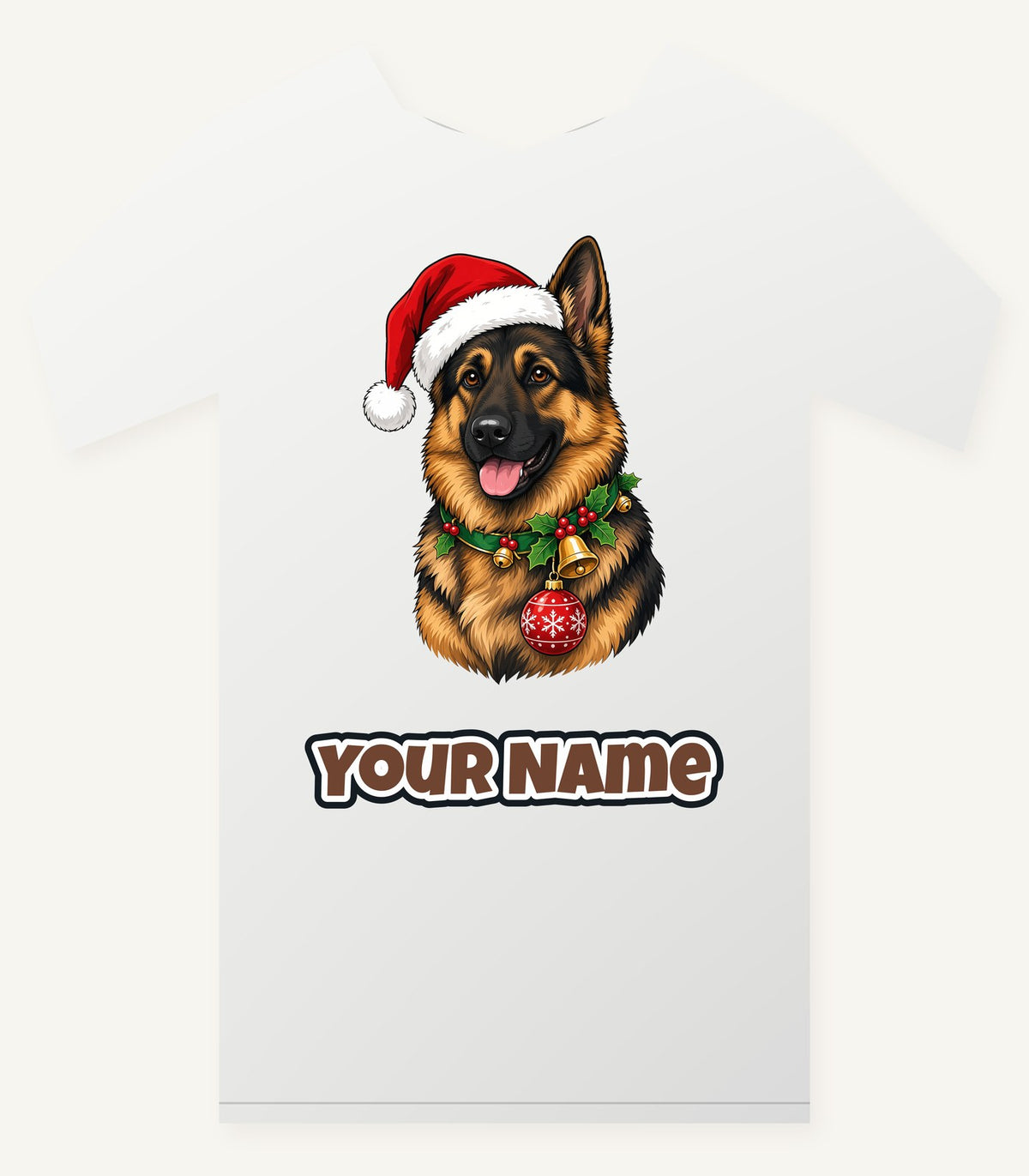 German Shepherd Christmas Personalised Christmas T-Shirt and Hoodie