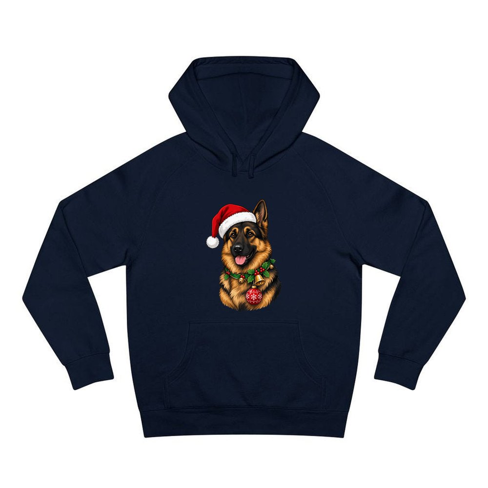 German Shepherd personalised Christmas hoodie in navy