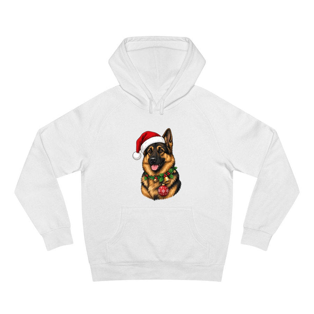 German Shepherd personalised Christmas hoodie in white