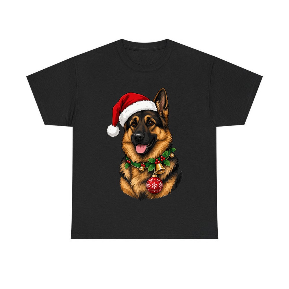 German Shepherd personalised Christmas T-shirt in black