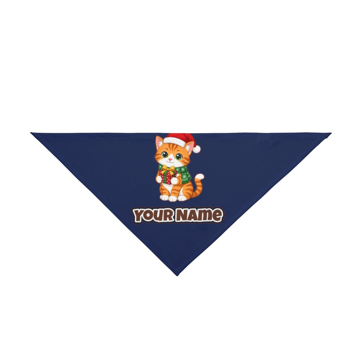 Ginger Cat Christmas Gift personalised Christmas pet bandana in navy, tie-on style