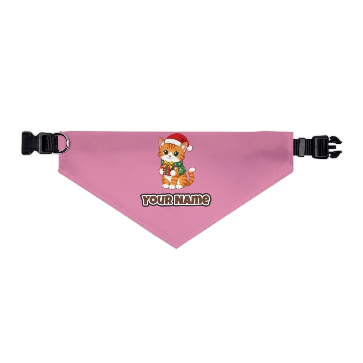 Ginger Cat Christmas Gift personalised Christmas pet bandana in pink, collar with buckle