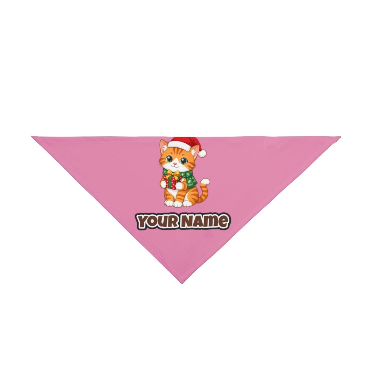 Ginger Cat Christmas Gift personalised Christmas pet bandana in pink, tie-on style