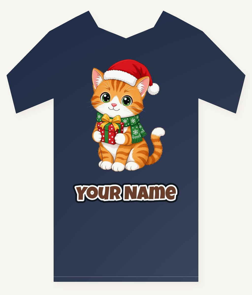 Ginger Cat Christmas Gift Personalised Kids and Baby Christmas Tee
