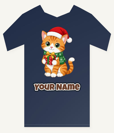 Ginger Cat Christmas Gift Personalised Kids Tee and Baby Bodysuit