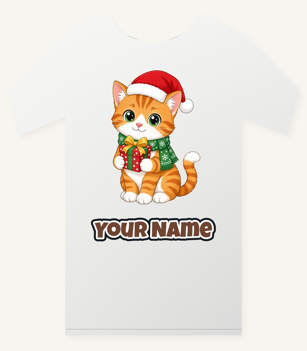 Ginger Cat Christmas Gift Personalised Christmas T-Shirt and Hoodie