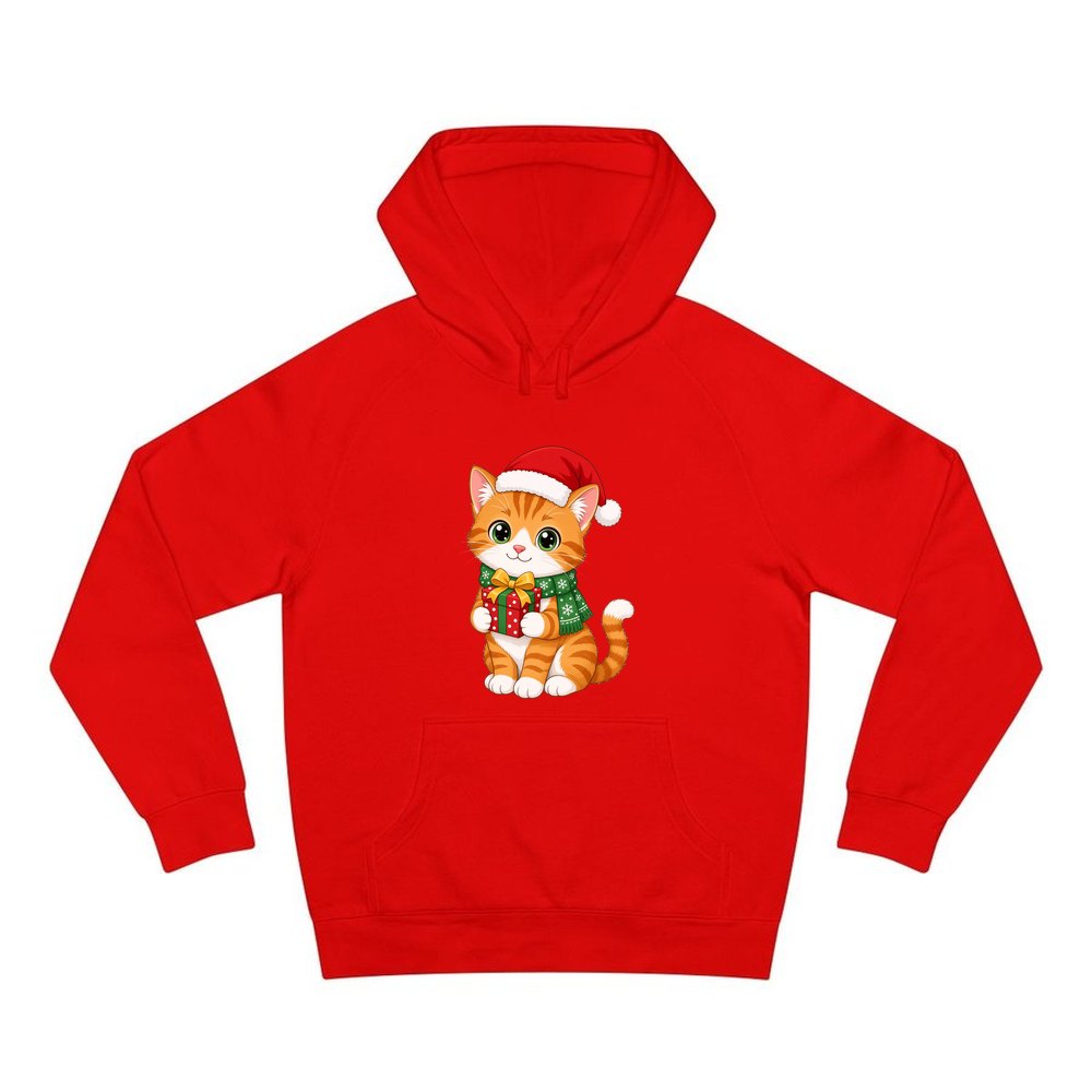 Ginger Cat Christmas Gift personalised Christmas hoodie in red