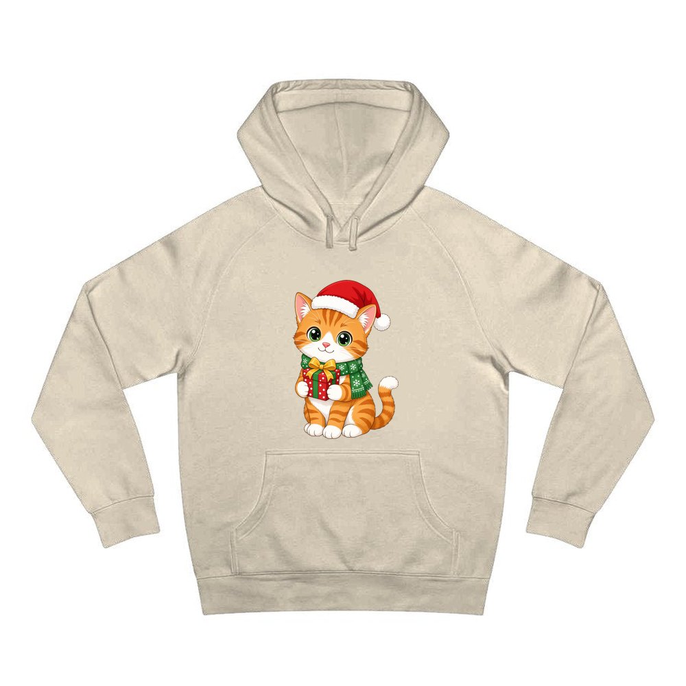 Ginger Cat Christmas Gift personalised Christmas hoodie in sand
