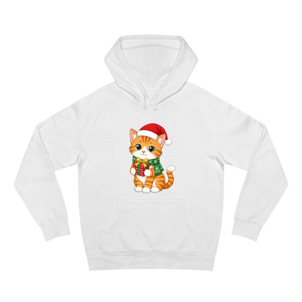 Ginger Cat Christmas Gift personalised Christmas hoodie in white