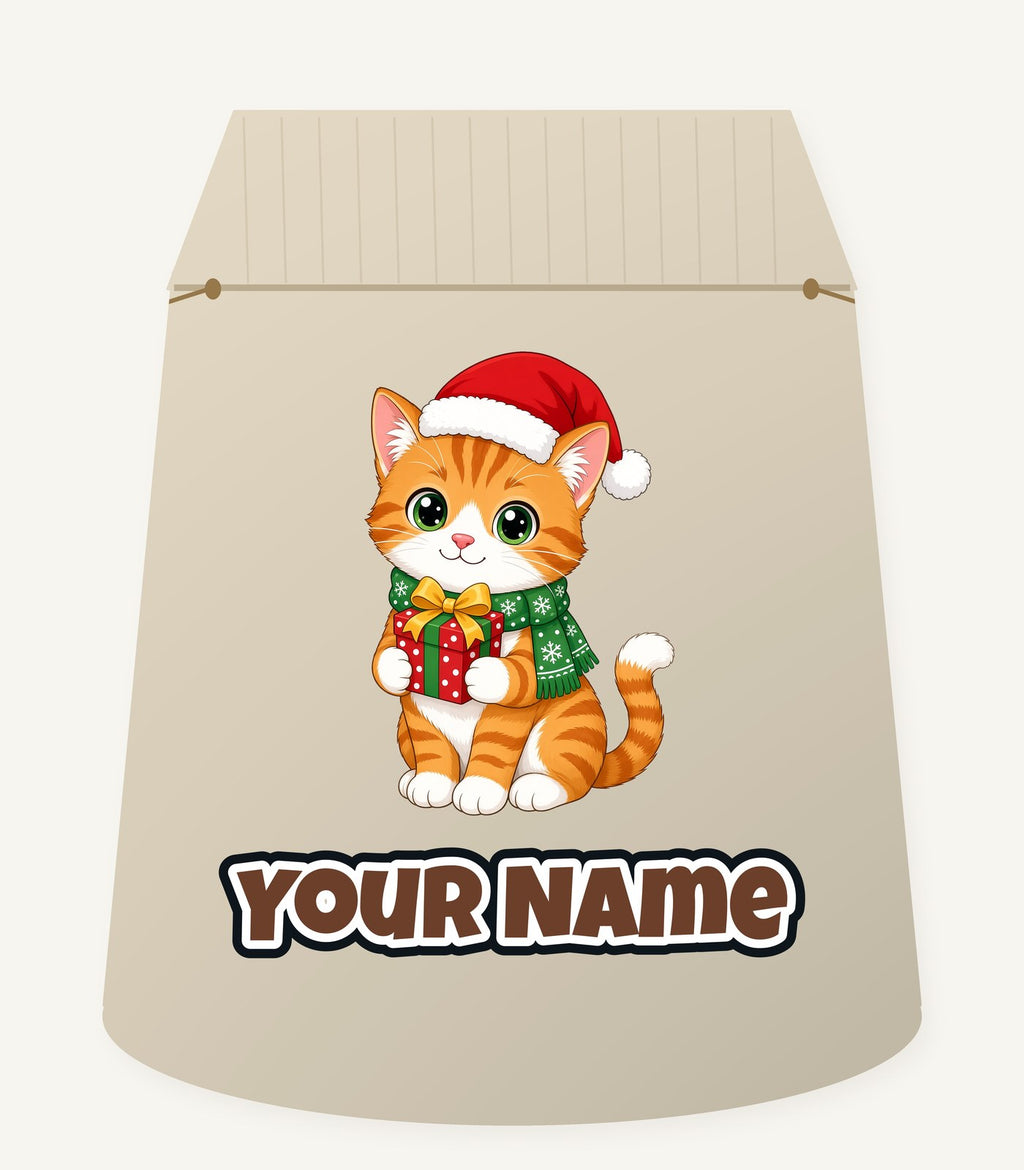 Ginger Cat Christmas Gift Personalised Santa Sack