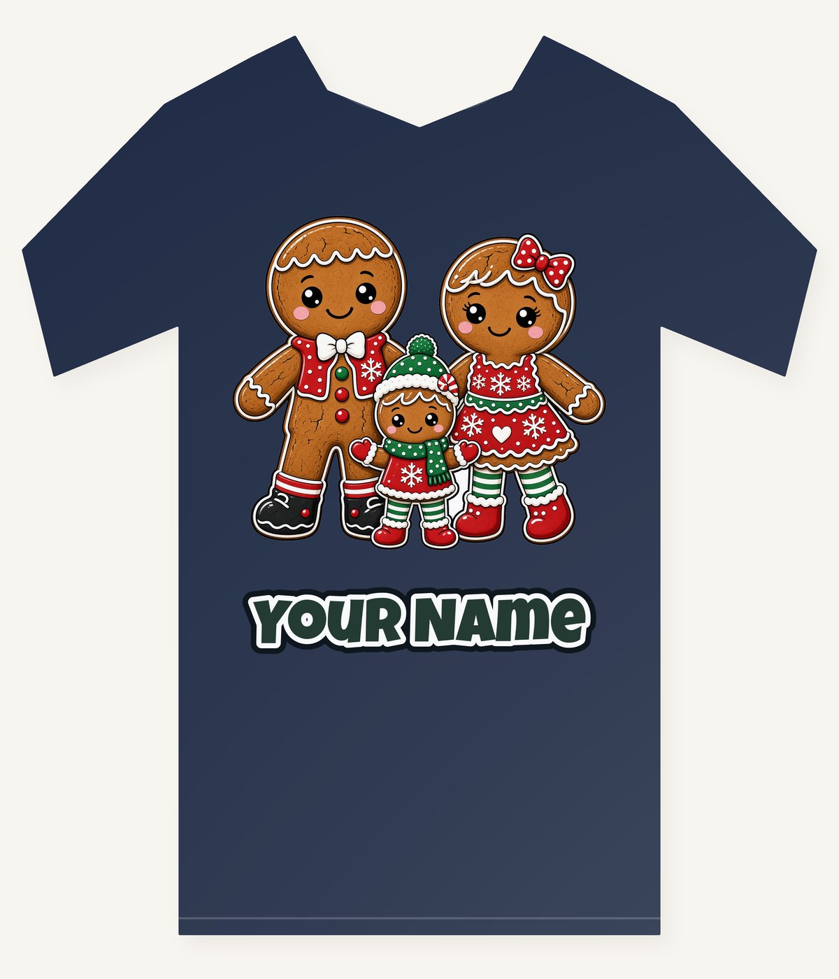 Gingerbread Biscuit Family Personalised Kids Tee and Baby Bodysuit