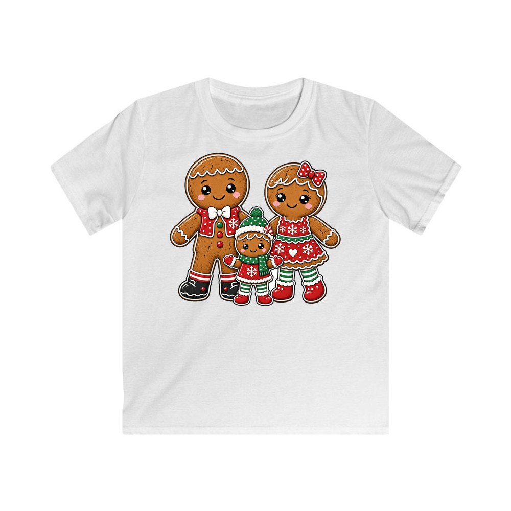Gingerbread Biscuit Family personalised kids Christmas tee in white