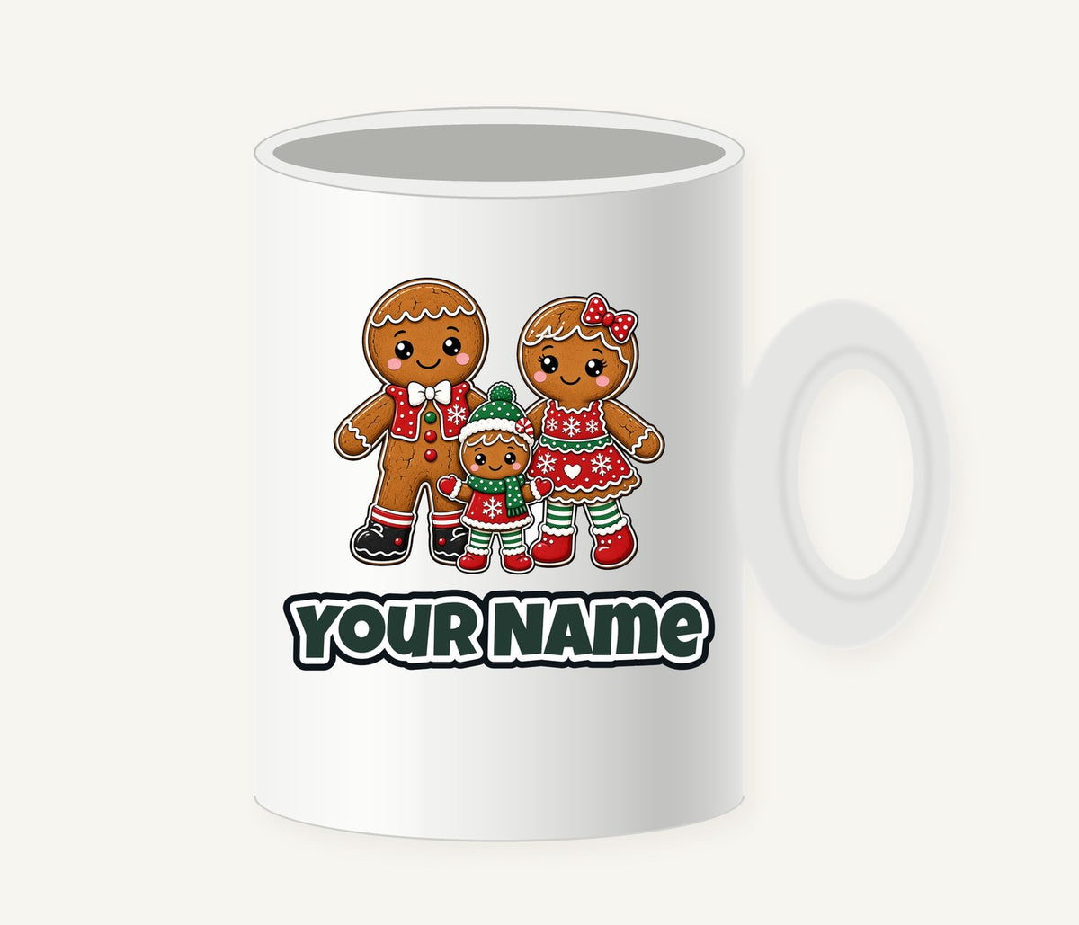 Gingerbread Biscuit Family Personalised Christmas Mug