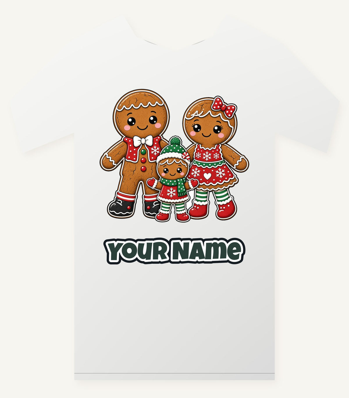 Gingerbread Biscuit Family Personalised Christmas T-Shirt and Hoodie