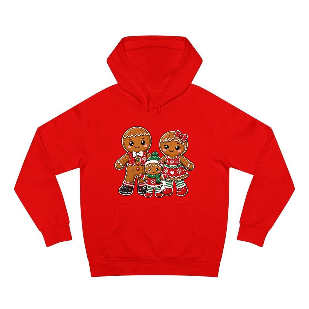 Gingerbread Biscuit Family personalised Christmas hoodie in red