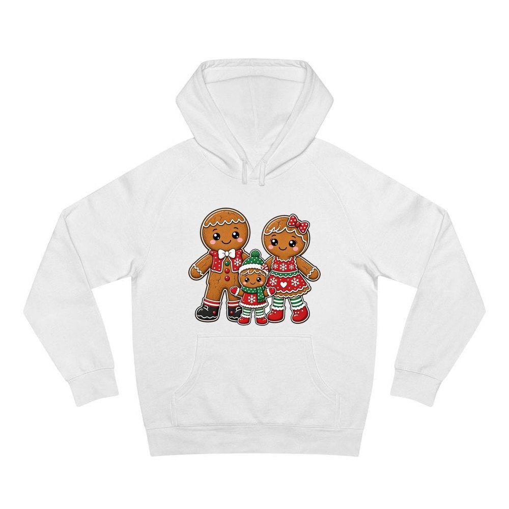 Gingerbread Biscuit Family personalised Christmas hoodie in white