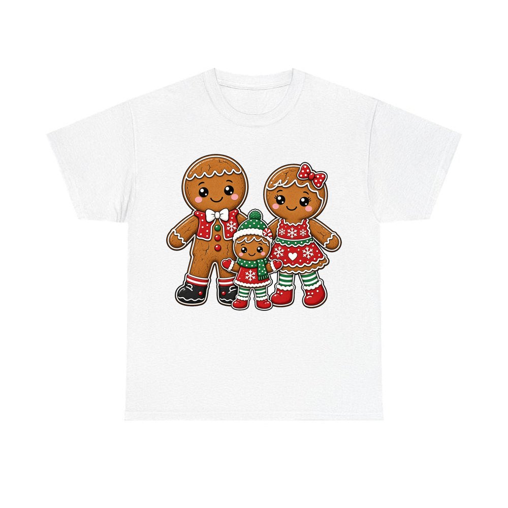 Gingerbread Biscuit Family personalised Christmas T-shirt in white